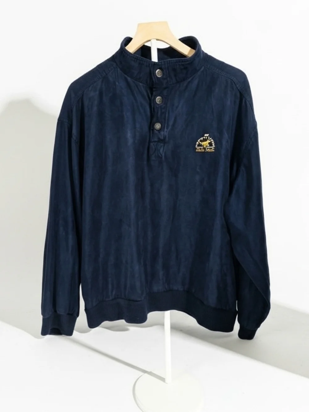 Bulle Rock Navy Embroidered Polo-Style Top Mens Size L